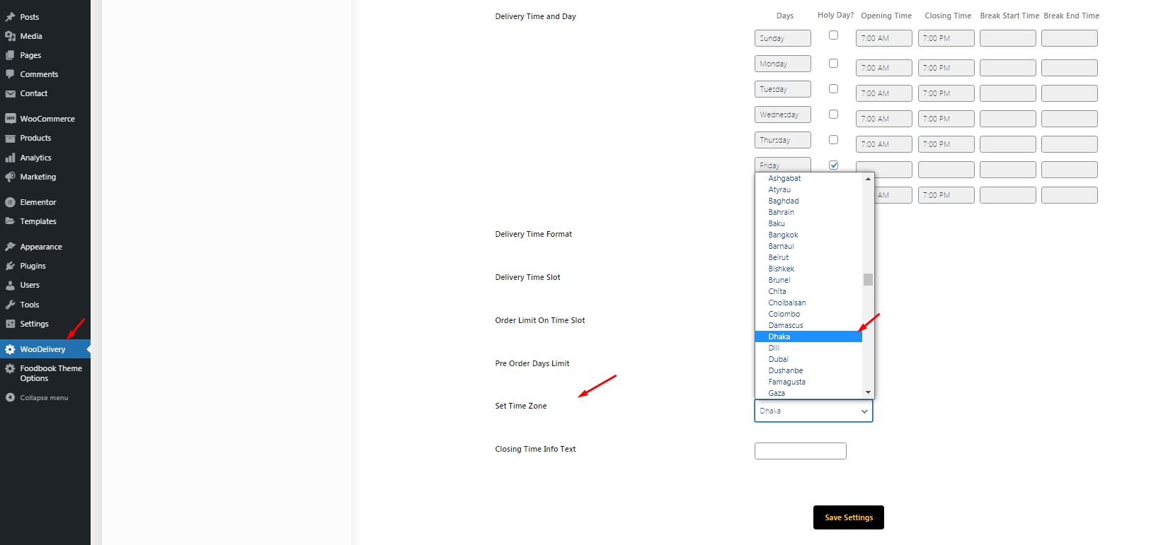 How To Set The Time Zone WooDelivery